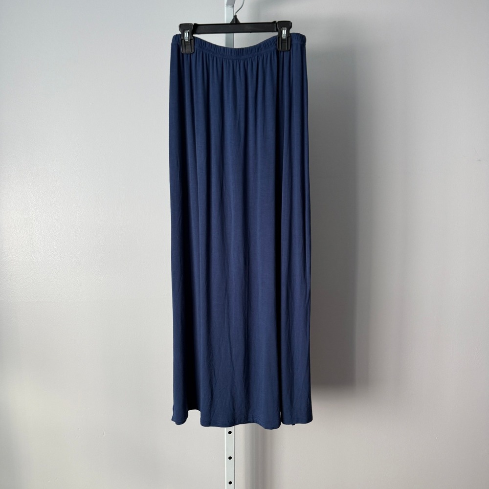 Cottage‎ S Blue Maxi Fairy Skirt Side Slit Pull On Casual Boho Beachy